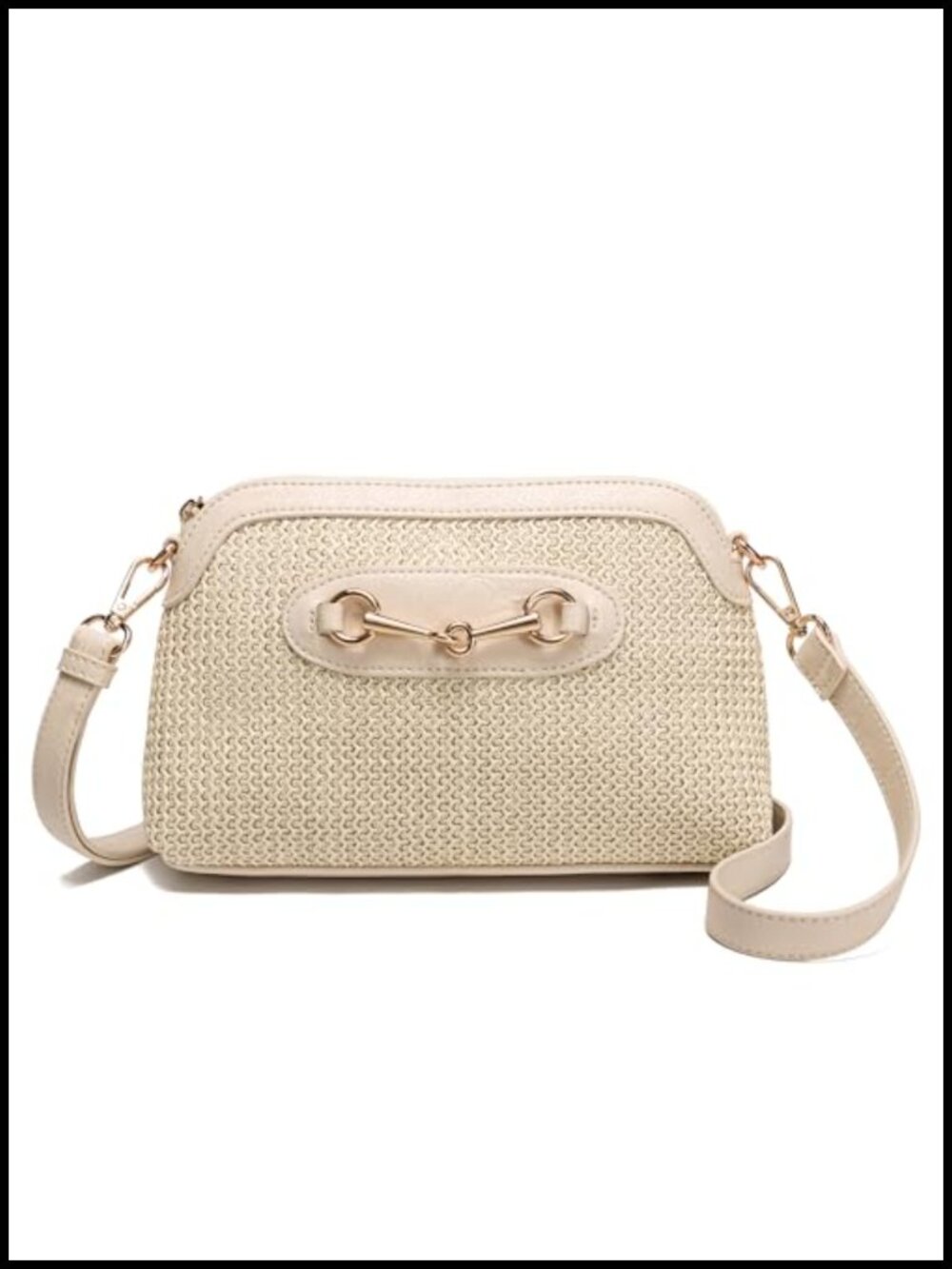Faux Straw Crossbody Bag Small Summer Woven Purse Women Adjustable Strap